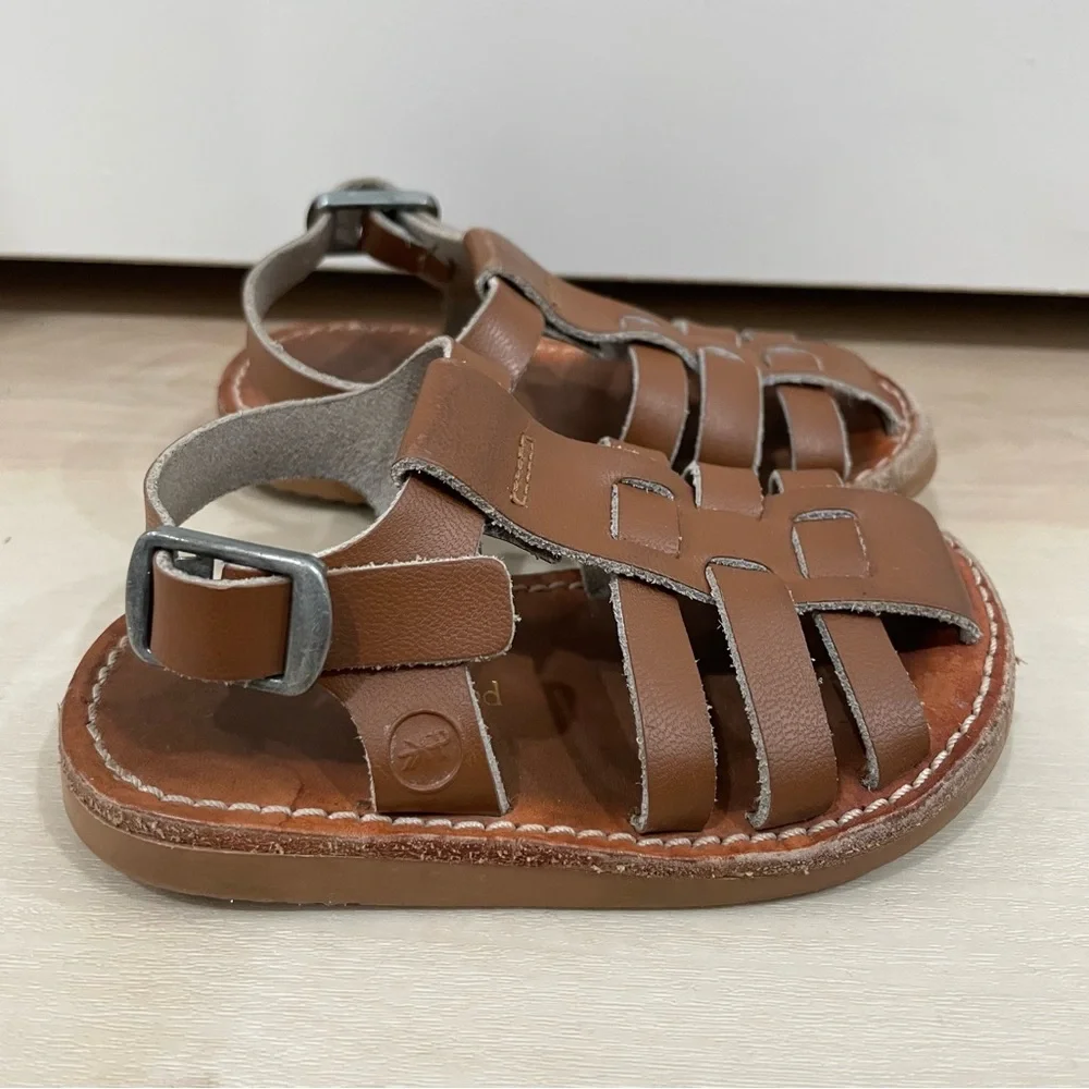 Freshly Picked Brown Leather Kids Sandals